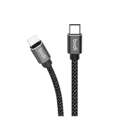 کابل شارژ کنفی USB-C به لایتنینگ بودی مدل Budi DC206TL30B طول 3 متر با گارانتی ۱۸ ماهه شرکتی (۶ ماه تعویض)